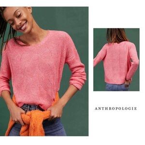 Anthropologie Keely Pink Cable Chunky Knit Oversized Sweater Size Women’s XS